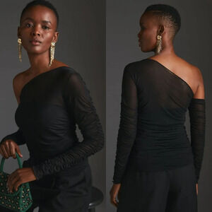 Anthropologie One-Shoulder Sheer Top Size Medium NWOT